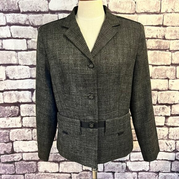 dressbarn Jackets & Blazers - Dressbarn Black & White Plaid W/ Ribbon Decor Jacket Size 14
